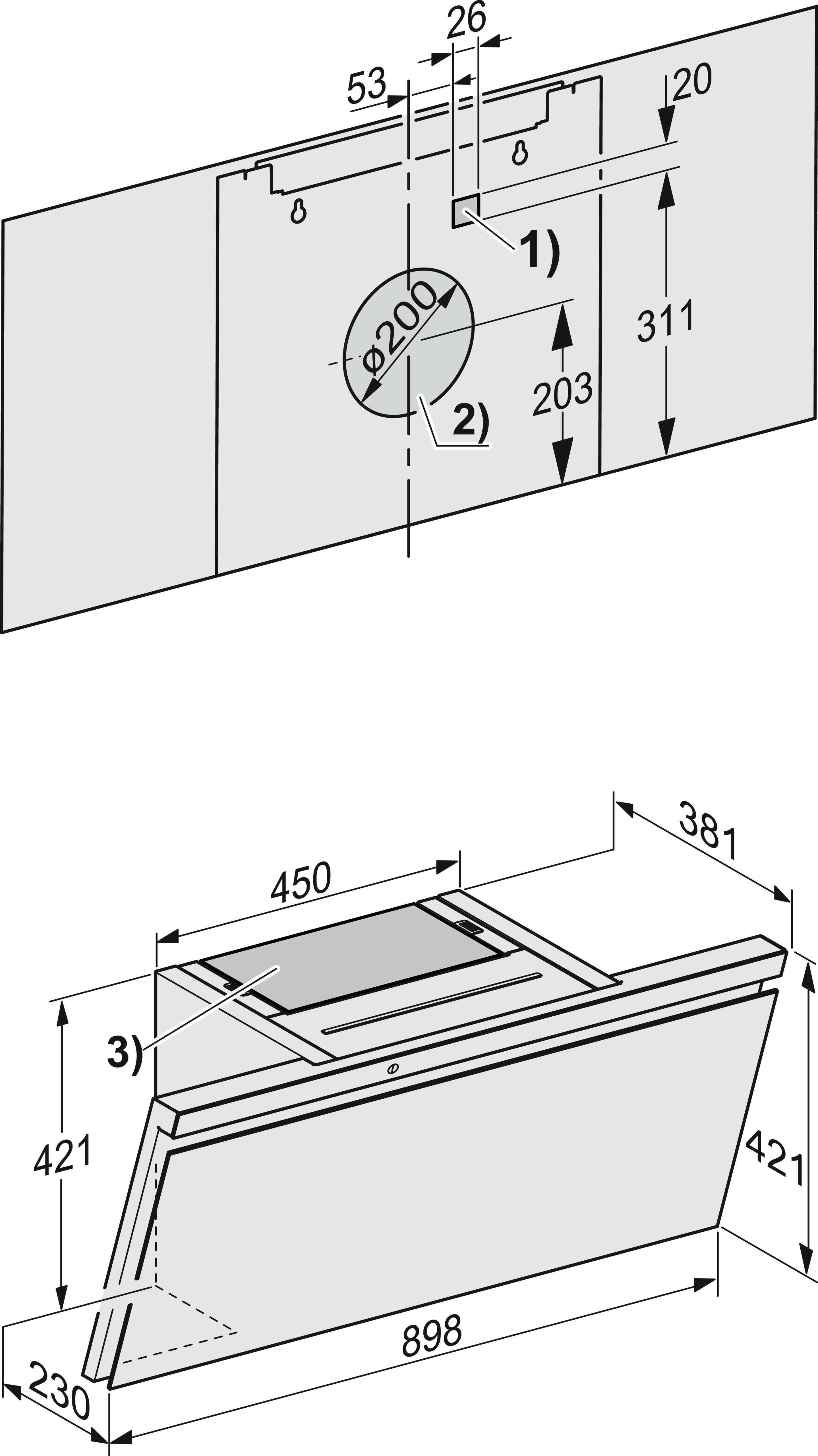 MIELE headfree dampkap - 90cm - DAH4980SIENNAPEBE
