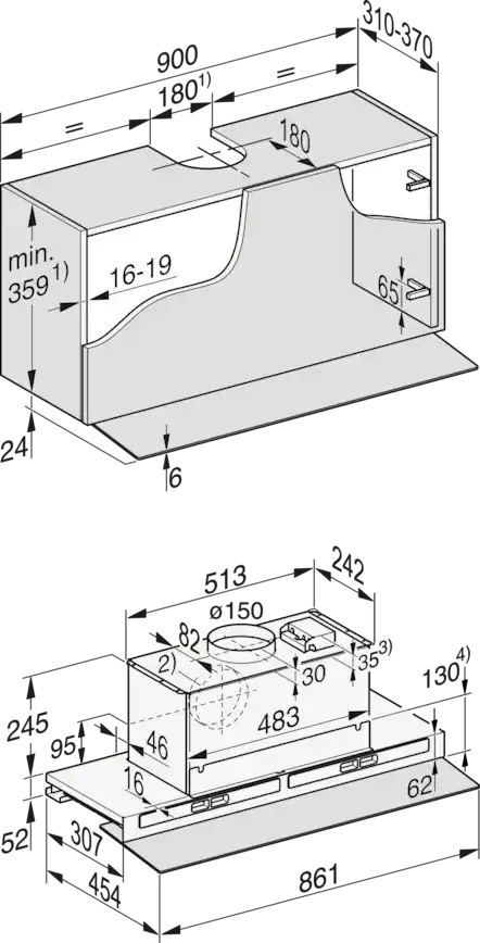 MIELE telescopische dampkap - 90cm - DAS4940GLTR