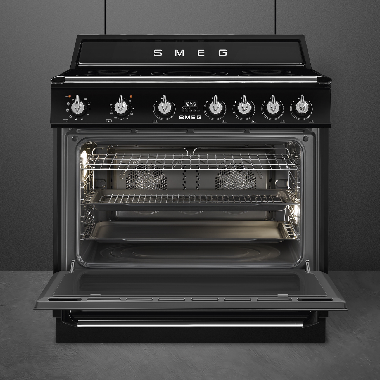 SMEG fornuis met inductie kookplaat - 90cm - TR90IPBL