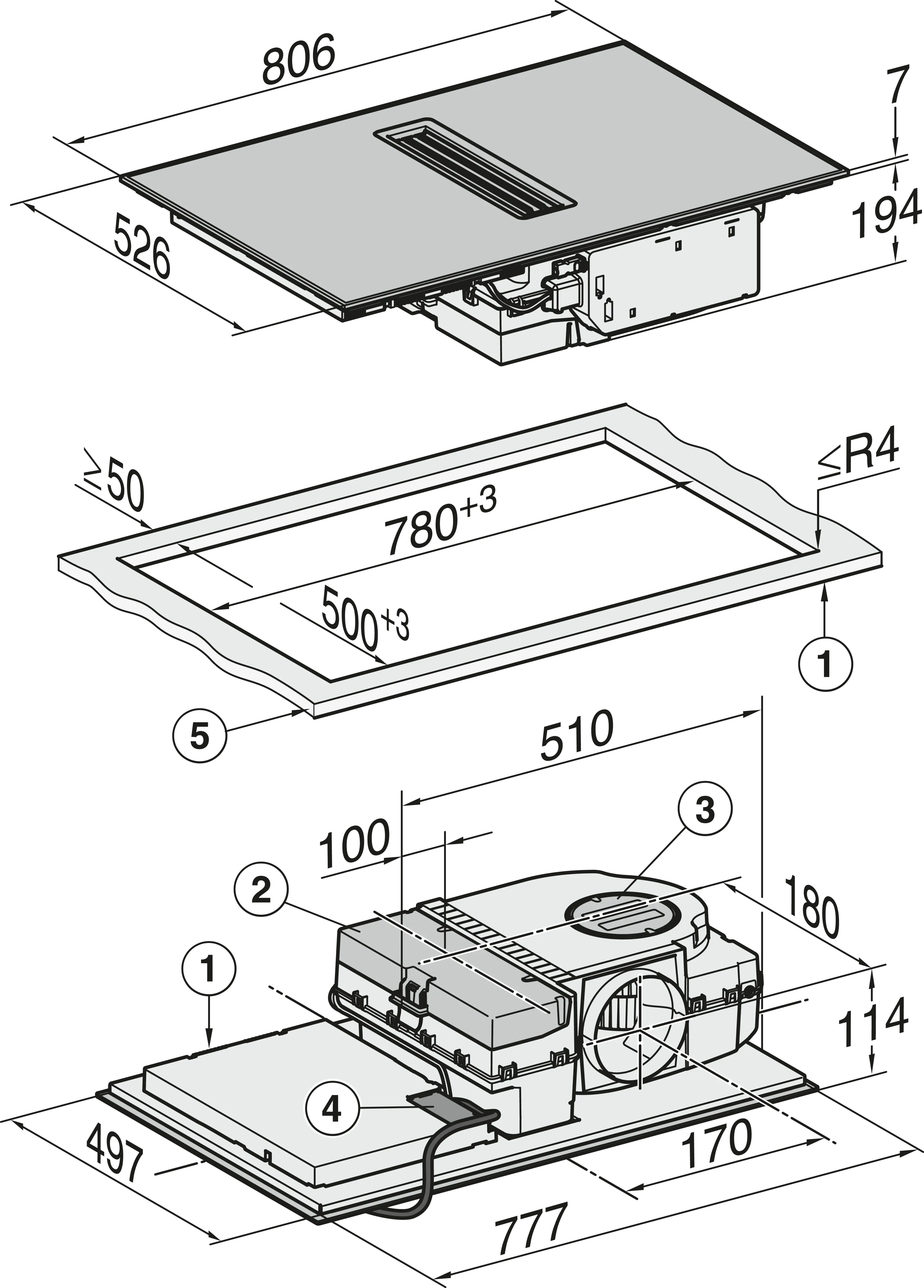 MIELE kookplaat met afzuiging - 80cm - KMDA7473-1FRSILENCEEDST