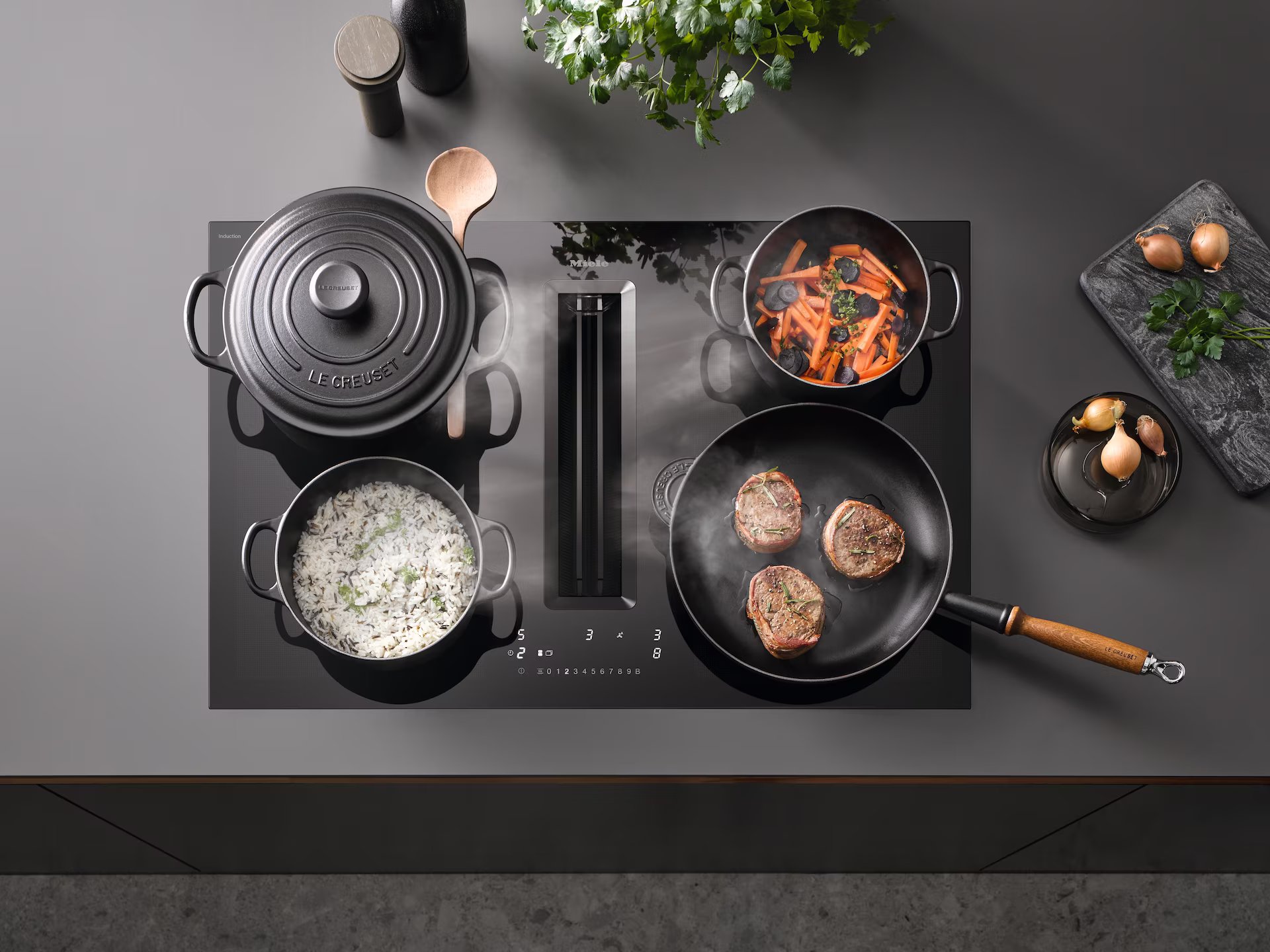 MIELE kookplaat met afzuiging - 80cm - KMDA7676-1FLBLACKPERFECTIONBLACK