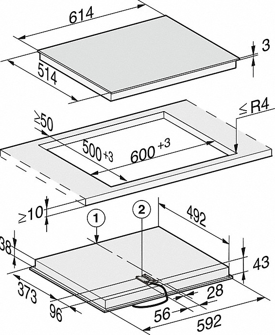MIELE vitrokeramische kookplaat - 60cm - KM6521FR