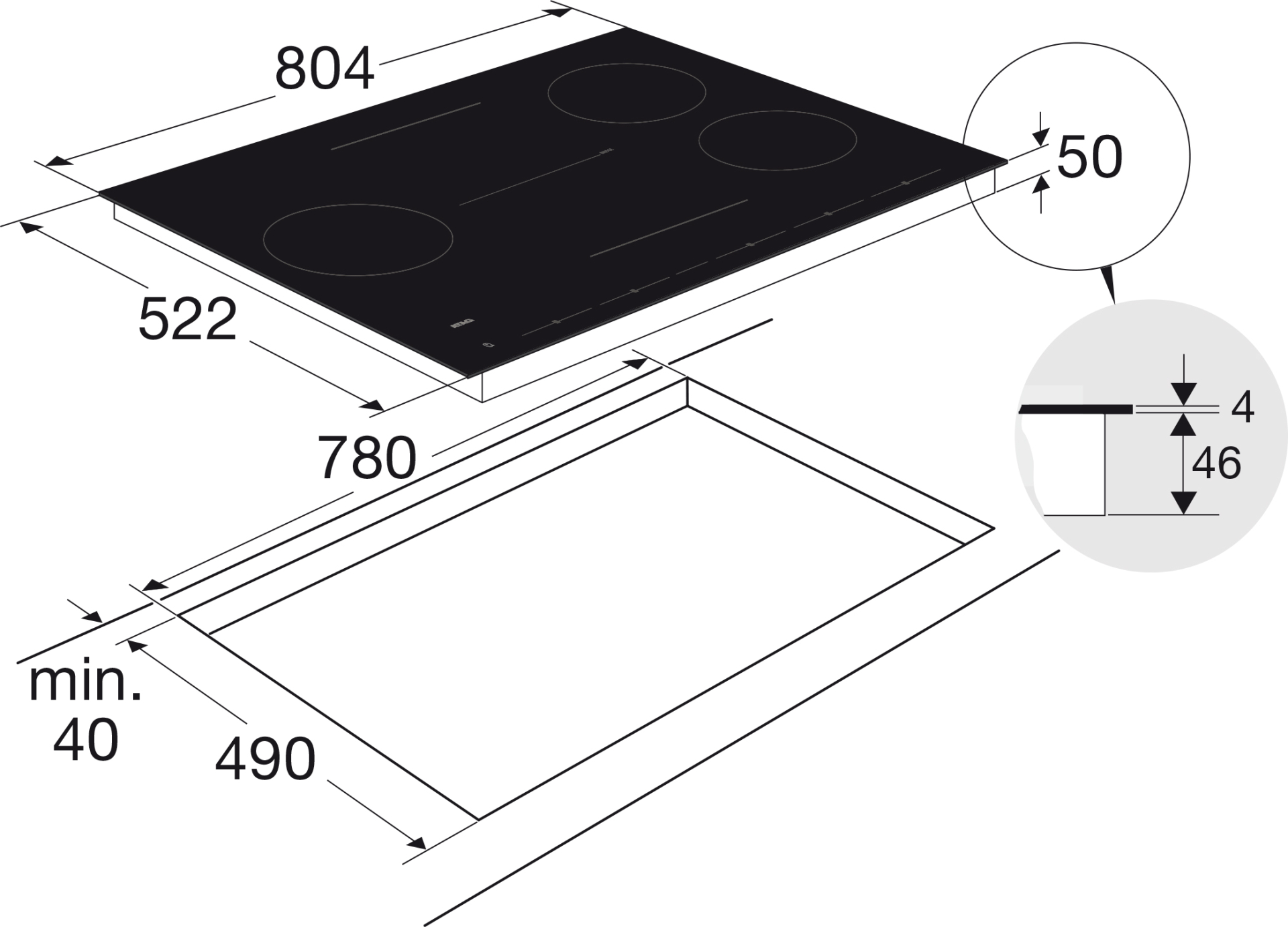 ATAG inductiekookplaat - 80cm - HI28572SV