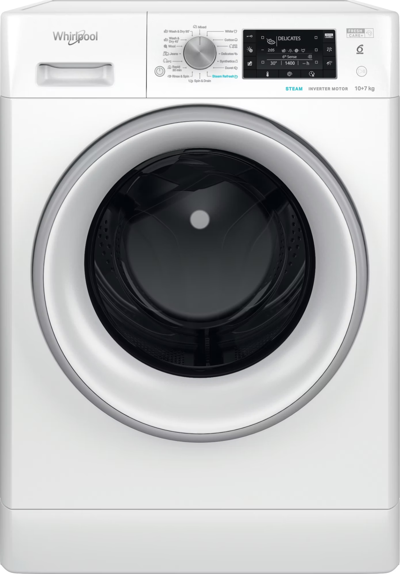 WHIRLPOOL Was-droogcombinatie 7 kg - FFWDD1076258SVEE