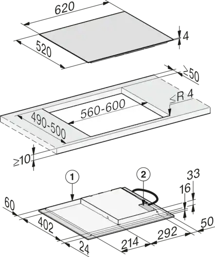 MIELE inductiekookplaat - 54cm - KM7361FL