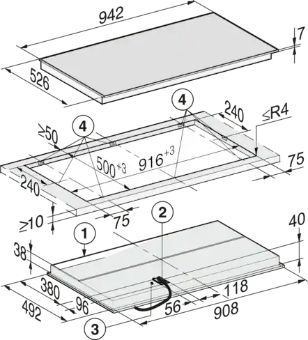MIELE vitrokeramische kookplaat - 94cm - KM6565FR