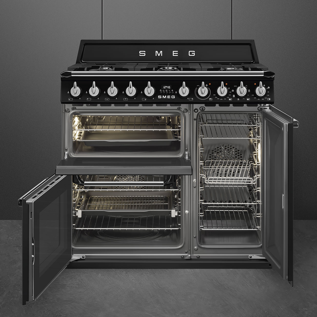 SMEG fornuis met gaskookplaat - 90cm - TR93BL