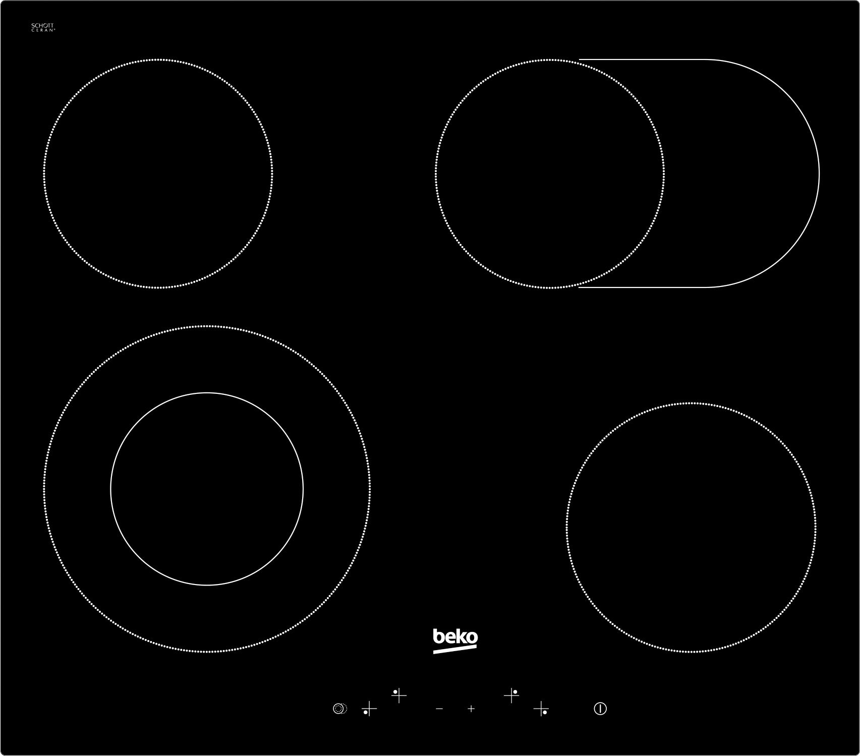 BEKO vitrokeramische kookplaat - 60cm - HIC64403