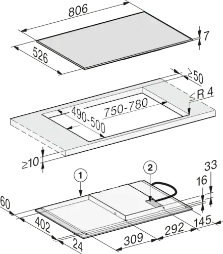 MIELE inductiekookplaat - 80cm - KM7373FR