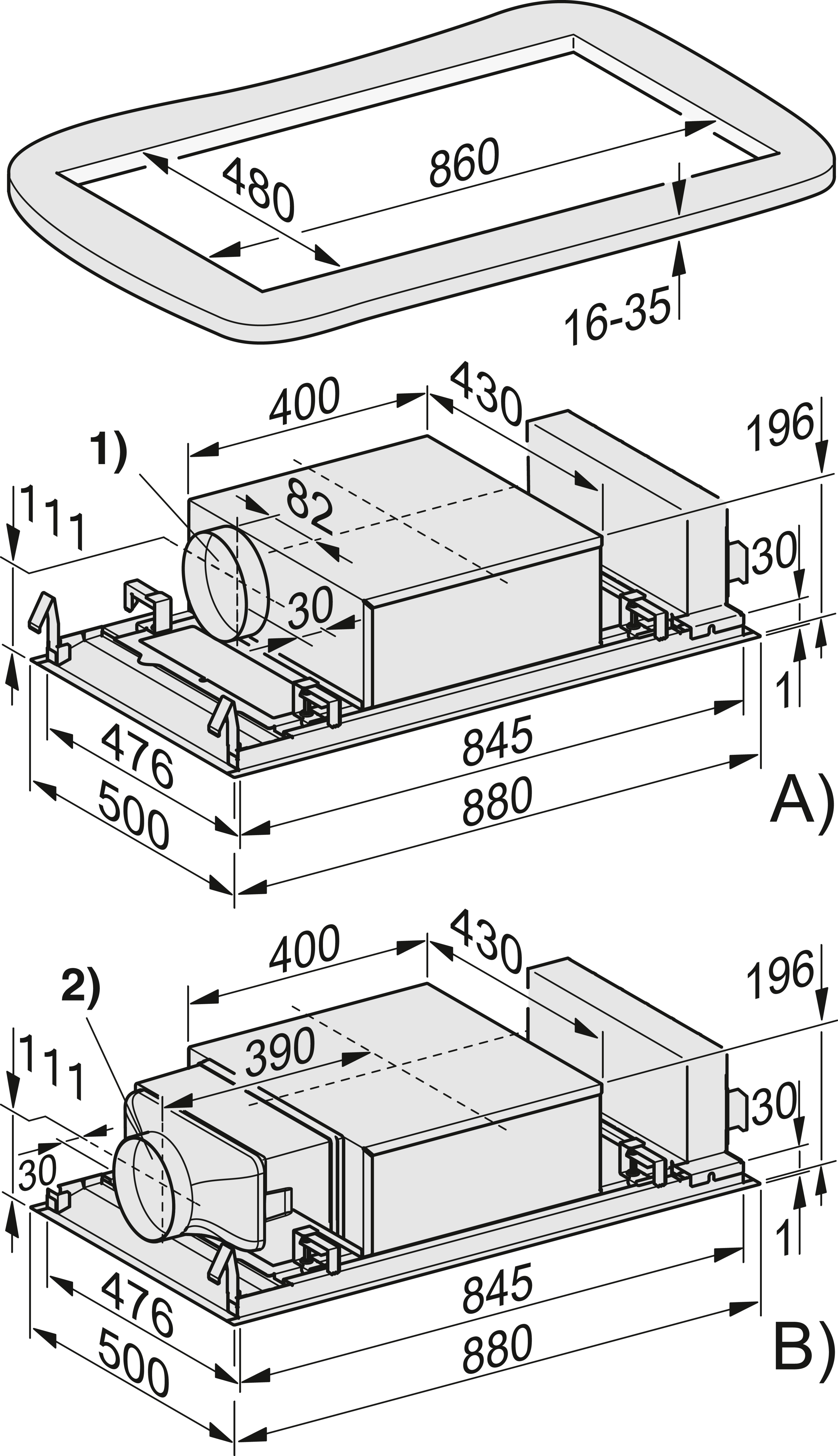 MIELE plafonddampkap - 88cm - DAC2940EDST