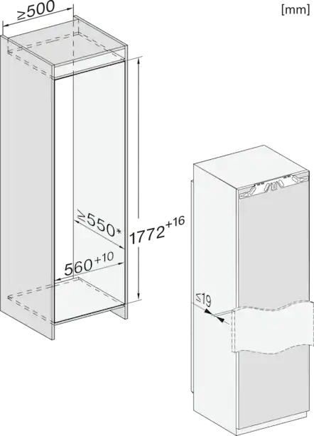 MIELE inbouw vriezer - 178cm - FNS7774D