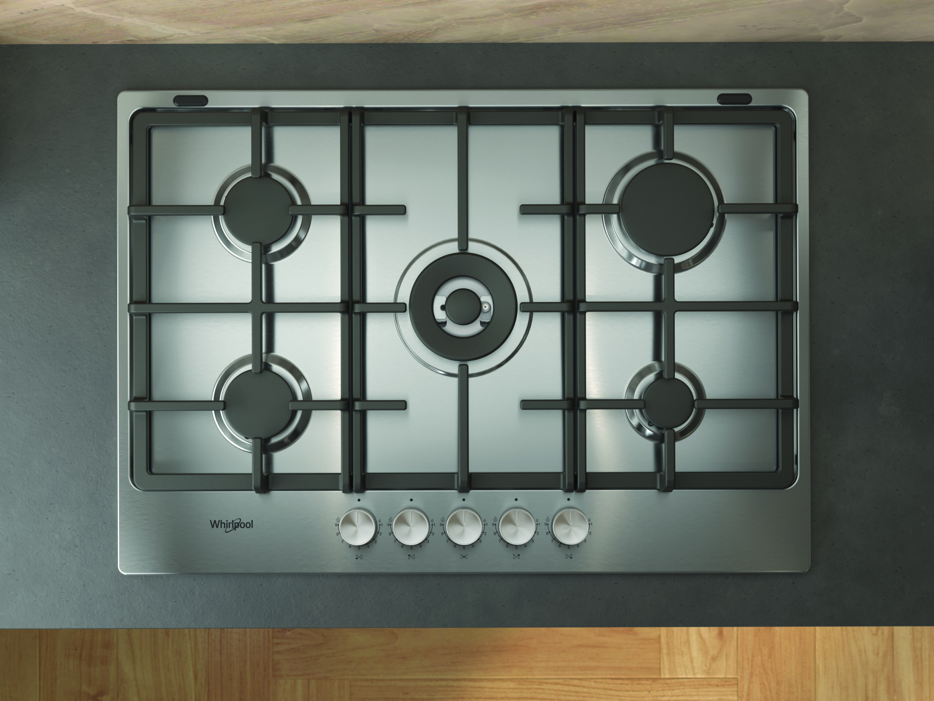 WHIRLPOOL gaskookplaat - 75cm - TKRL761IXK