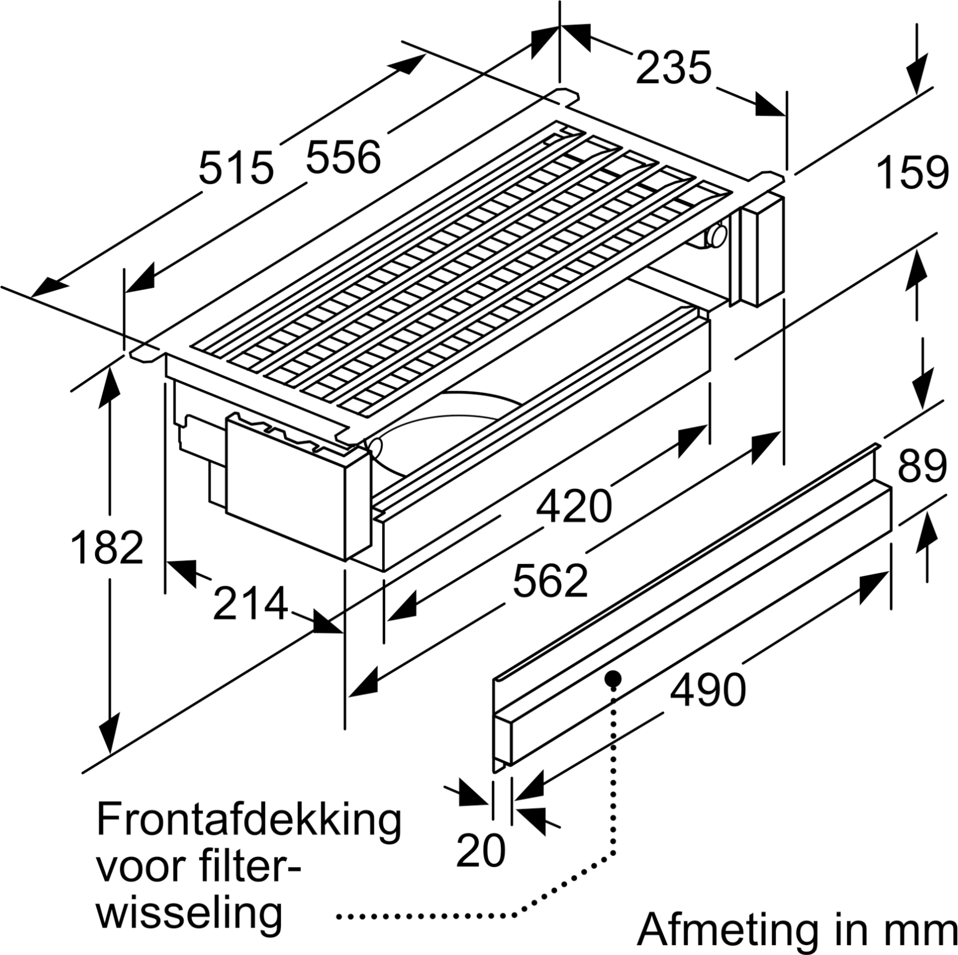 BOSCH koolstoffilter - regenereerbaar - DWZ1IT1D1