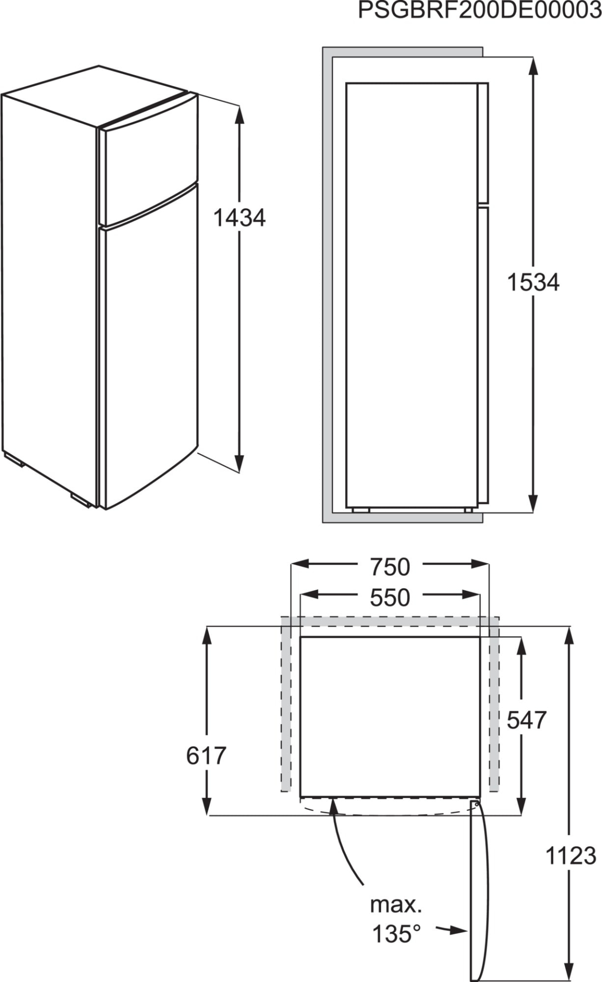 ELECTROLUX vrijstaande koel-/vriescombinatie - 144cm - LTB1AE24U0