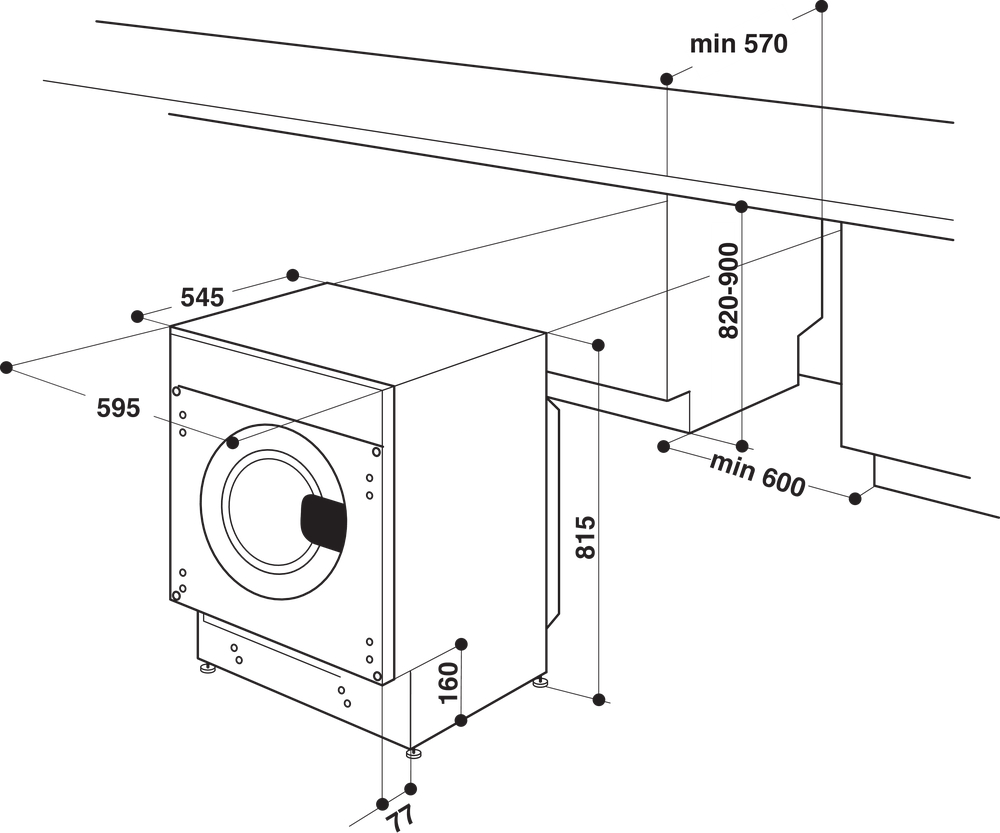 WHIRLPOOL Inbouw was-droogcombinatie 6 kg - BIWDWG961485EU
