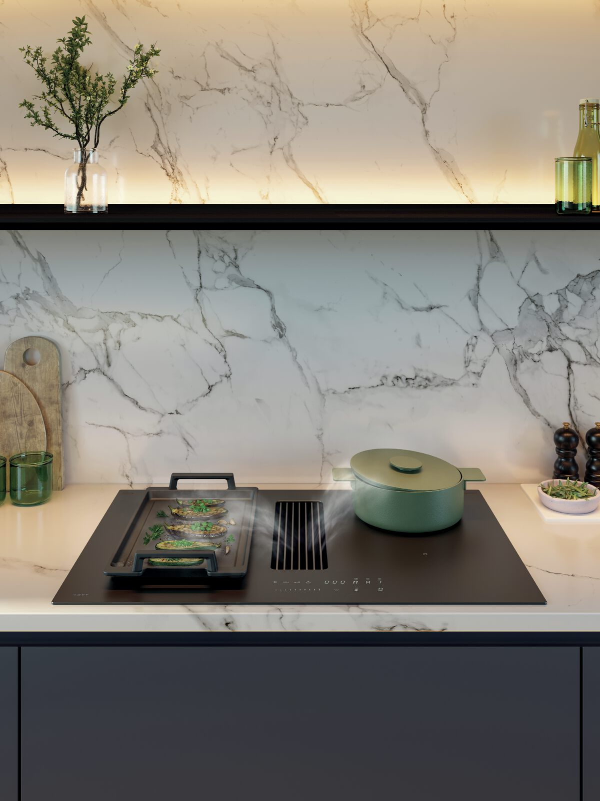 NOVY Easy Matte Line Kookplaat met ingebouwde dampkap - 1861-G1