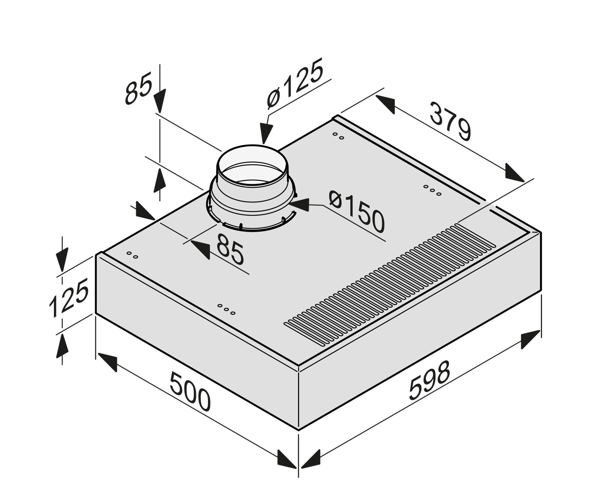 MIELE onderbouw dampkap - 60cm - DA1260BW