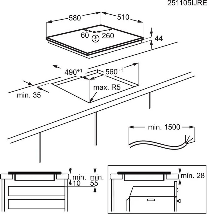 AEG 6000 inductiekookplaat - 60cm - TO64IB00IT