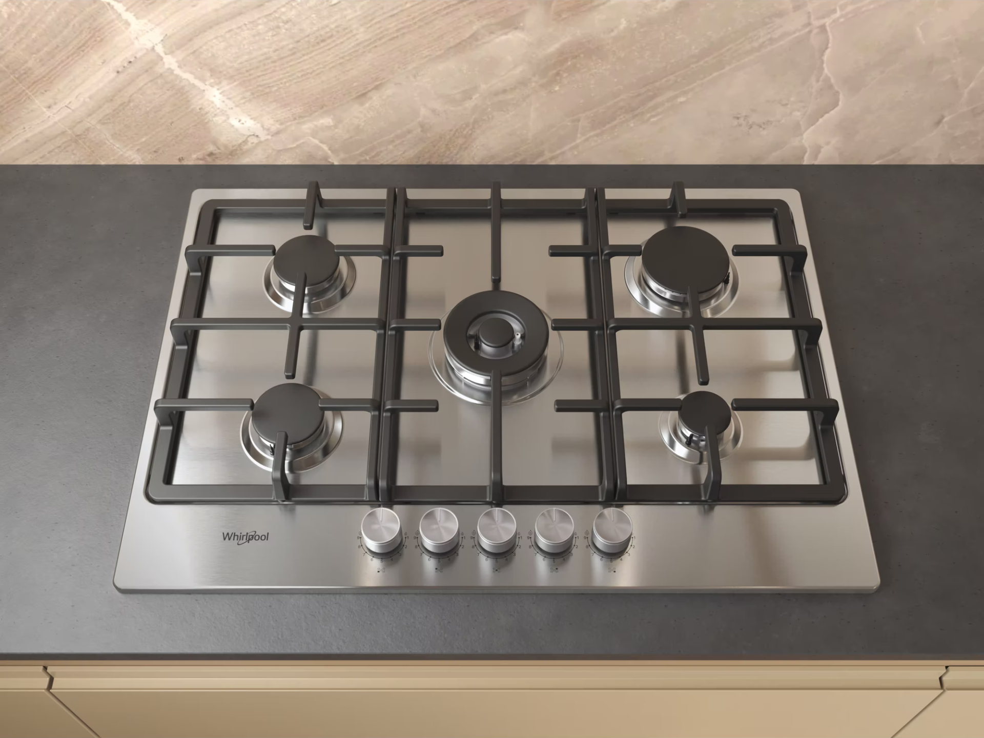 WHIRLPOOL gaskookplaat - 75cm - TKRL761IXK