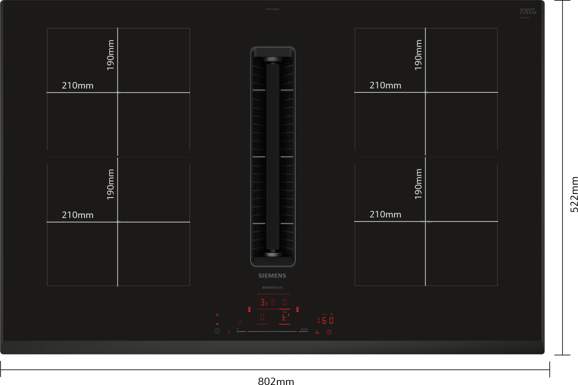 SIEMENS IQ500 kookplaat met afzuiging - 80cm - ED851HQ26M