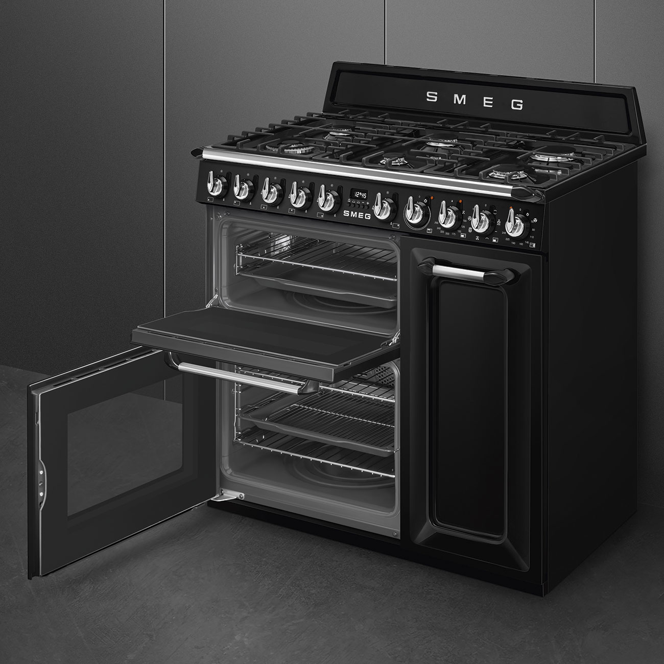 SMEG fornuis met gaskookplaat - 90cm - TR93BL