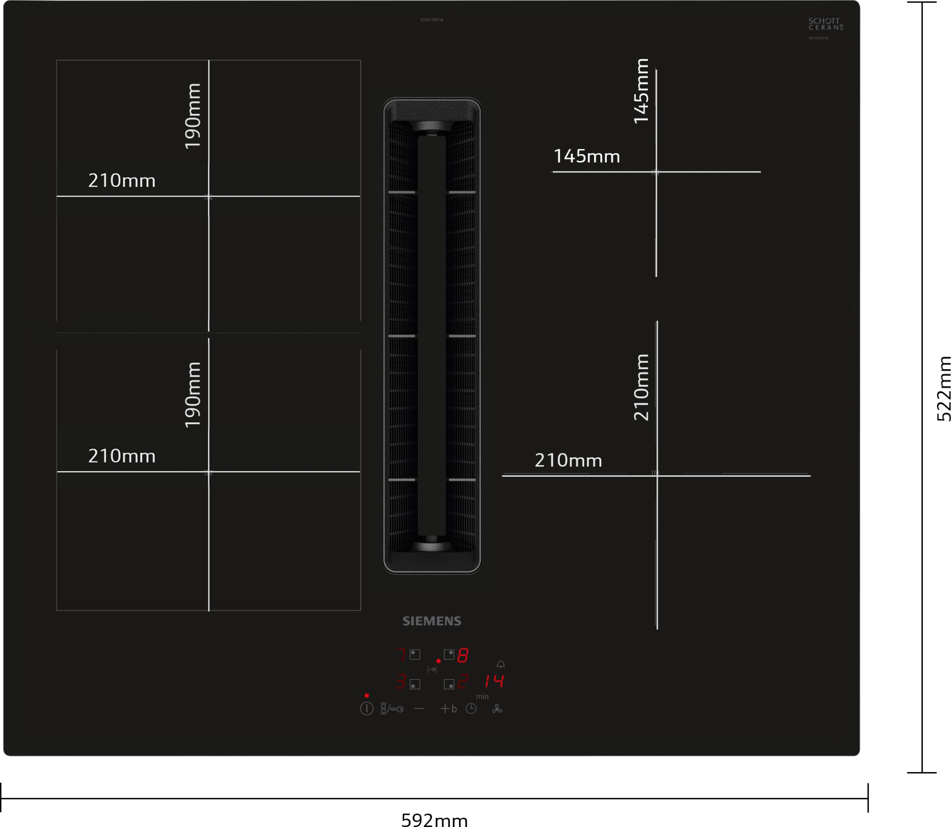 SIEMENS IQ300 kookplaat met afzuiging - 60cm - ED611BS16E