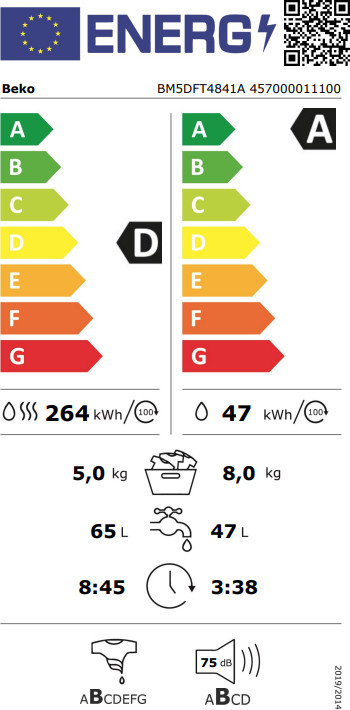 BEKO was- droogcombinatie - BM5DFT4841A