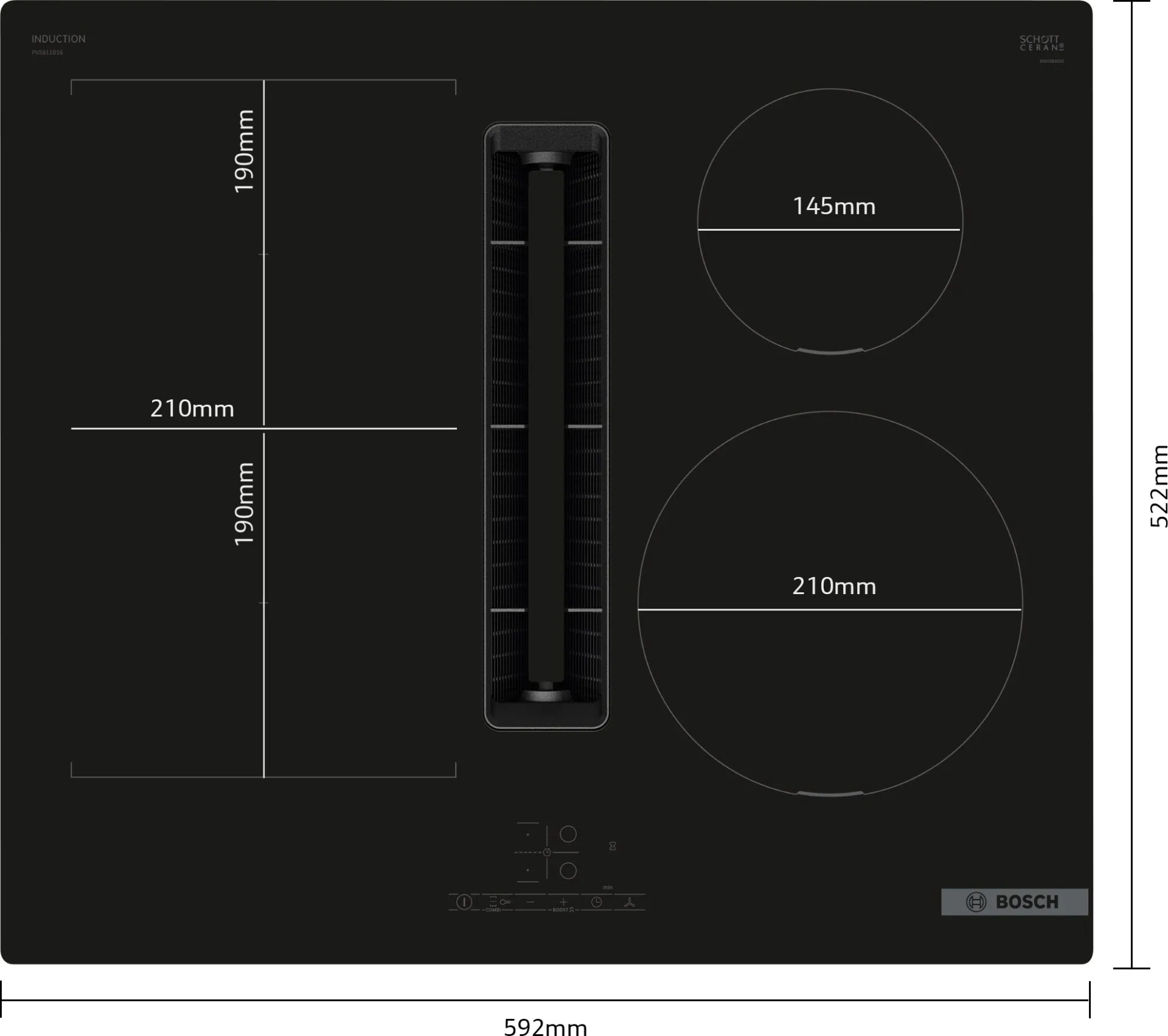 BOSCH SERIE 2 kookplaat met afzuiging - 60cm - PVS611B16E