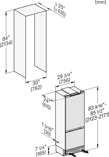 MIELE koel-/vriescombinatie - 213cm - KFMC3834R