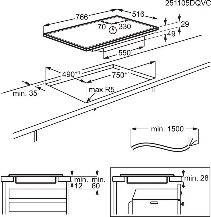 AEG 5000 inductiekookplaat - 80cm - TO84IA0FXB