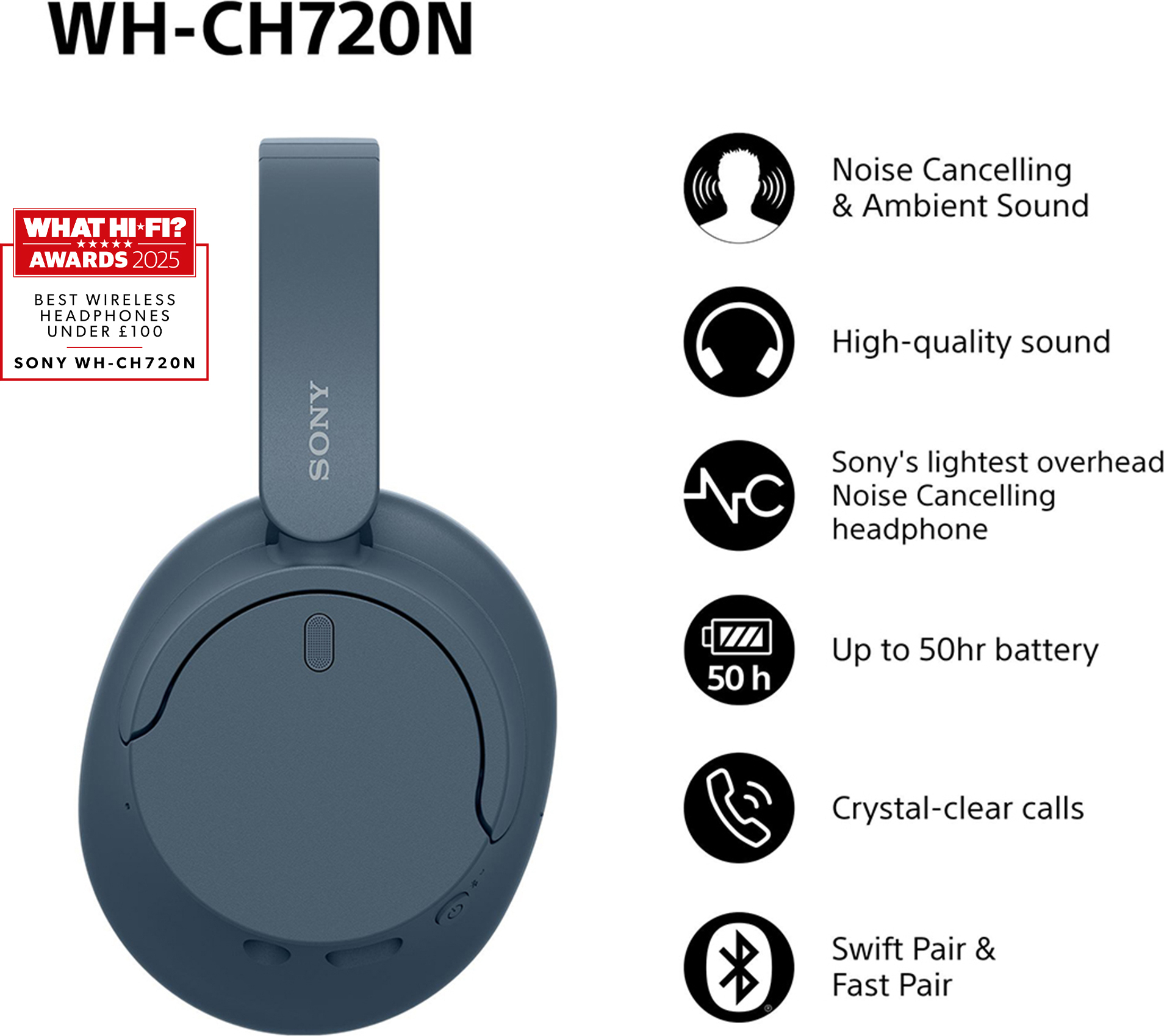 SONY hoofdtelefoon - WHCH720NL.CE7