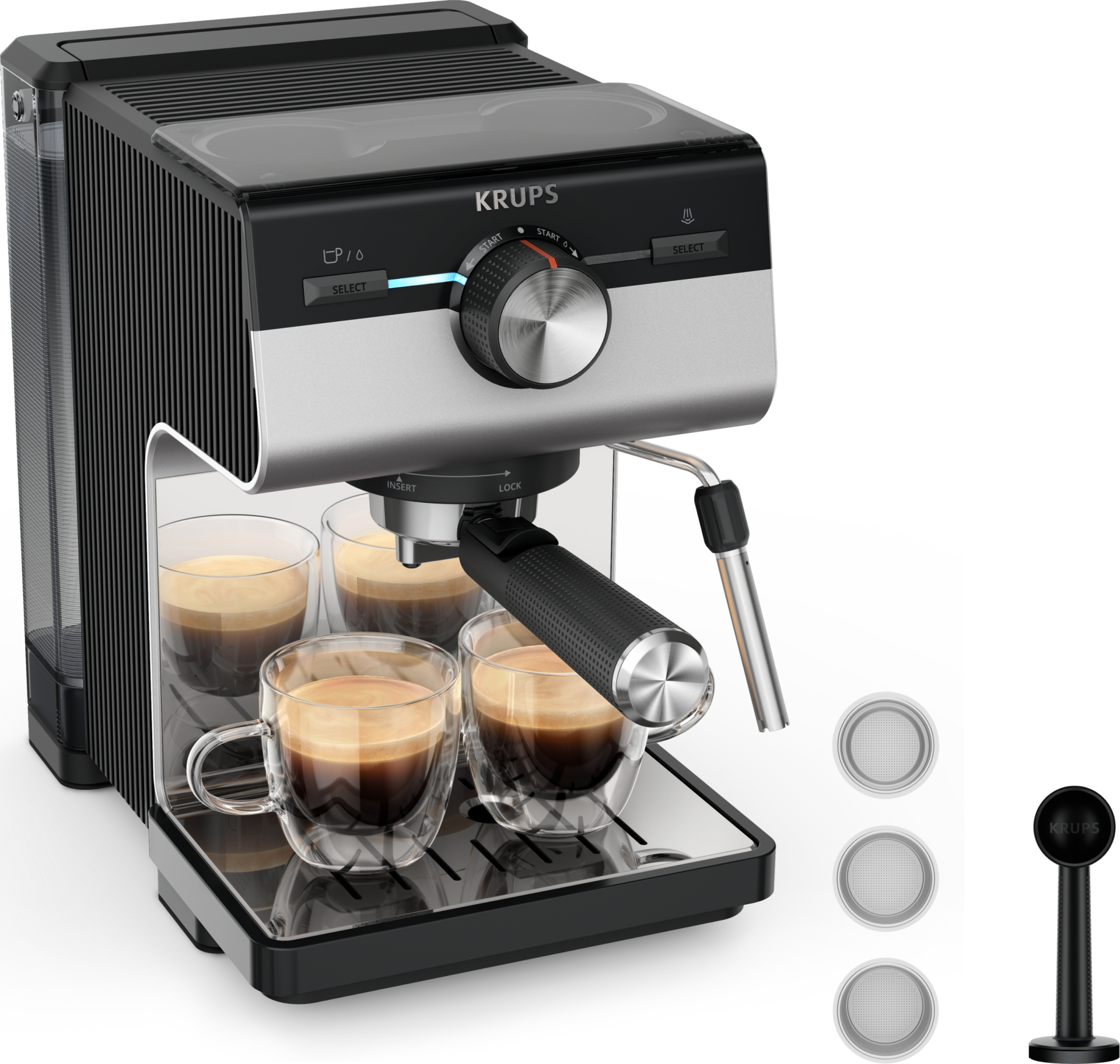 KRUPS Espressomachine zwart half-automatisch - XP384E10