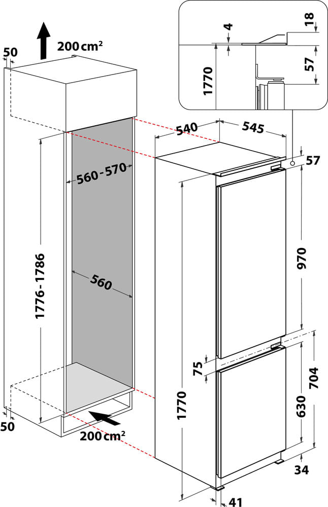 WHIRLPOOL koel-/vriescombinatie - 177cm - WHC18D011C1SF