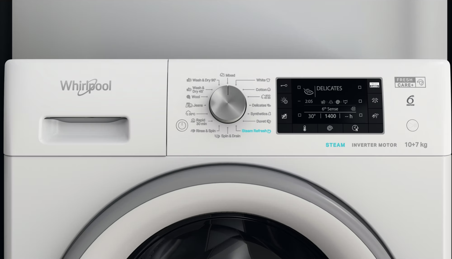 WHIRLPOOL Was-droogcombinatie 7 kg - FFWDD1076258SVEE