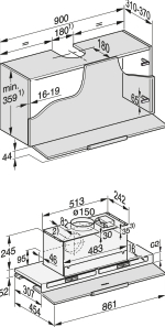 MIELE telescopische dampkap - 90cm - DAS8930EDST