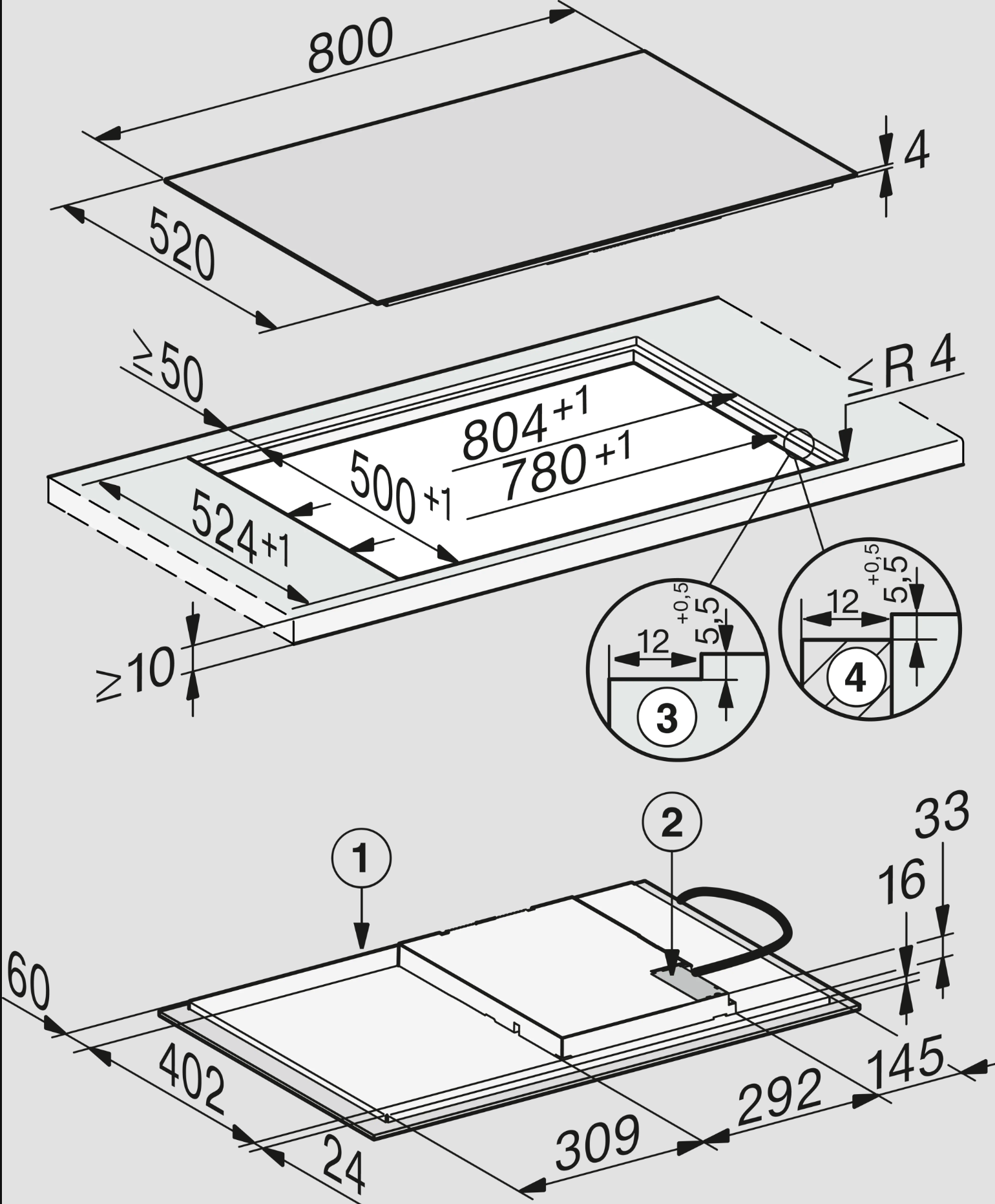 MIELE inductiekookplaat - 76cm - KM7373FL