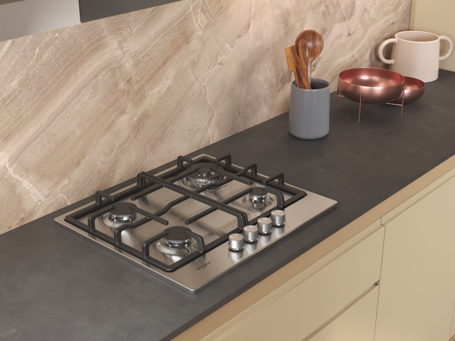 WHIRLPOOL gaskookplaat - 58cm - TKRL661IXEU