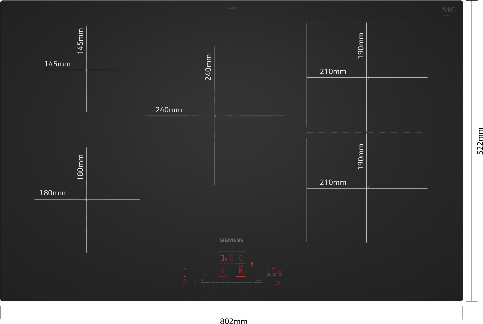 SIEMENS inductiekookplaat - 80cm - ED81AHWB1E