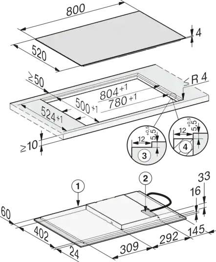 MIELE inductiekookplaat - 76cm - KM7373FL