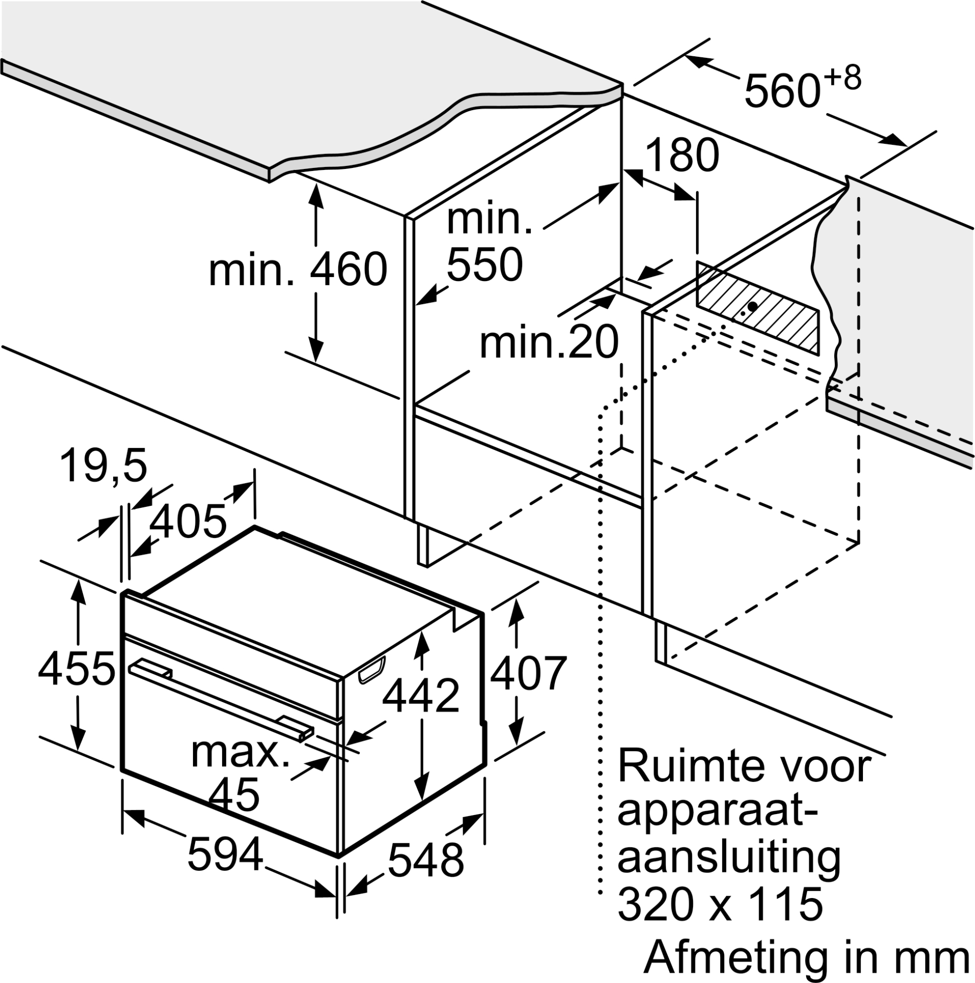 BOSCH SERIE 8 multifunctionele oven met stoom - 45cm - CSG7361B1