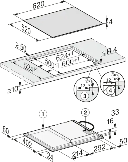MIELE inductiekookplaat - 54cm - KM7361FL