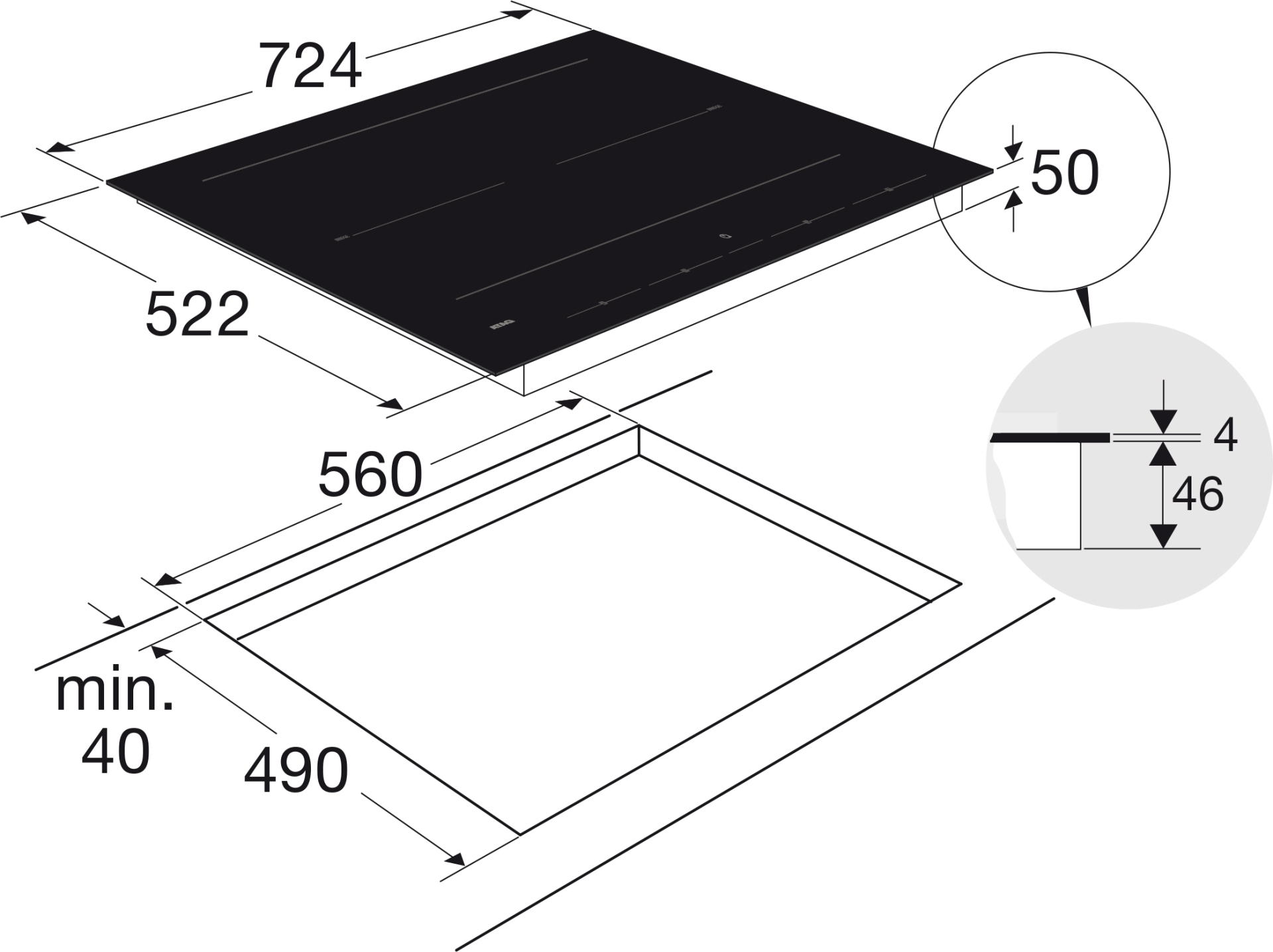 ATAG inductiekookplaat - 70cm - HI27471SV