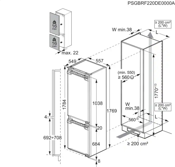 AEG 7000 Inbouw koel-vriescombinatie - TC7CS181DF