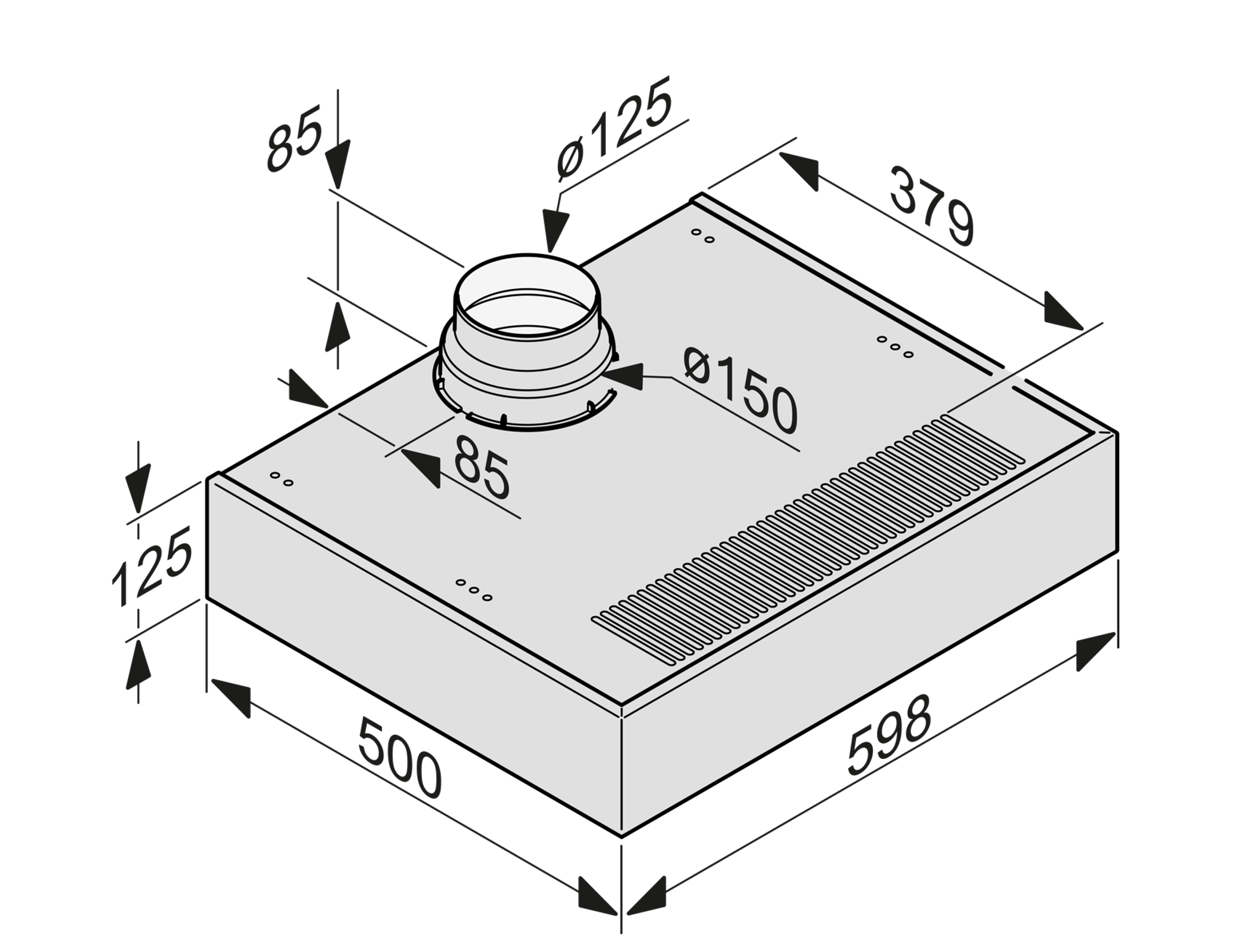 MIELE onderbouw dampkap - 60cm - DA1260