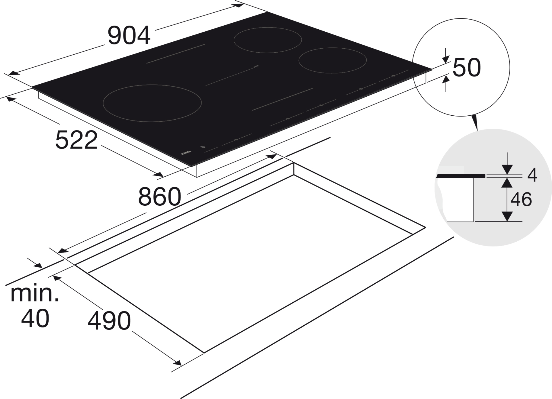 ATAG inductiekookplaat - 90cm - HI29571SV
