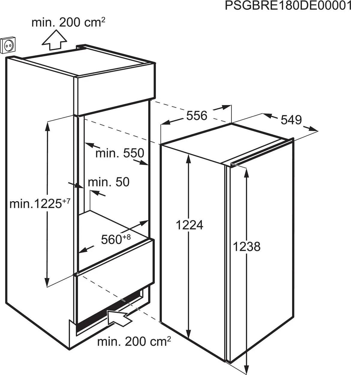 AEG 5000 koelkast zonder vriesvak - 122cm - OSK5O121DF