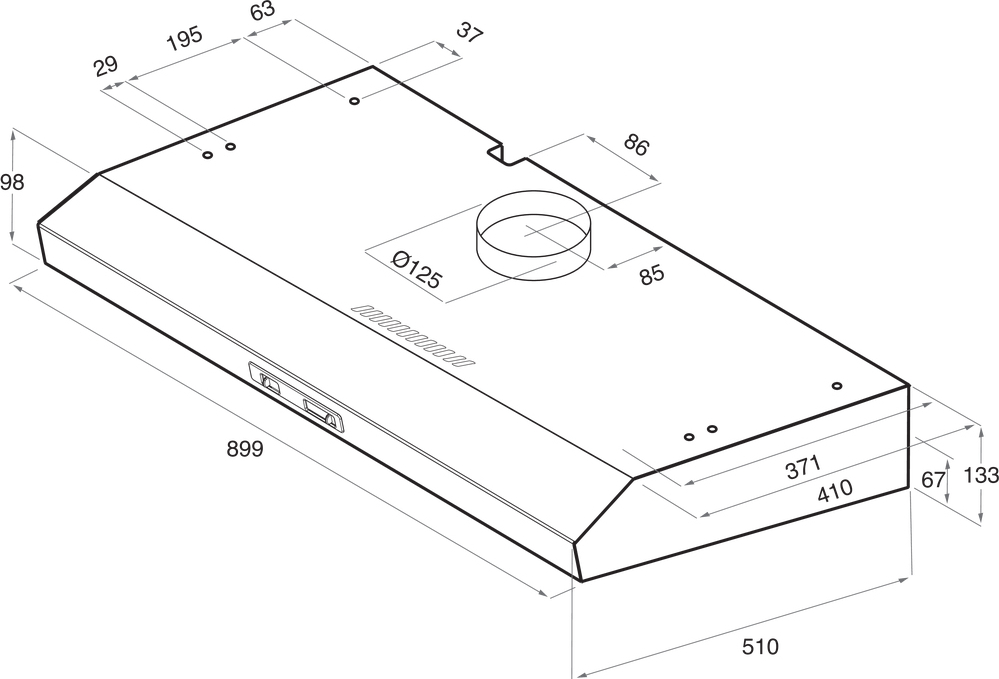 WHIRLPOOL onderbouw dampkap - 90cm - AKR9341IX