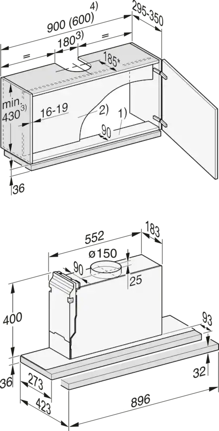 MIELE telescopische dampkap - 90cm - DAS2920EDST