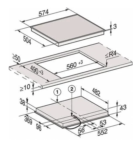 MIELE vitrokeramische kookplaat - 57cm - KM6520FR