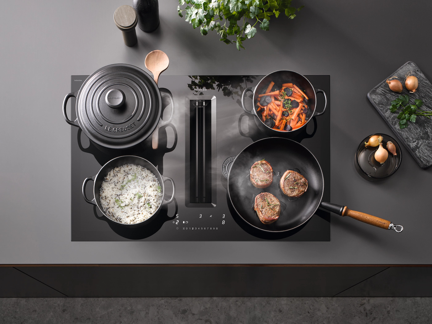 MIELE kookplaat met afzuiging - 80cm - KMDA7676-1FLBLACKPERFECTIONBLACK